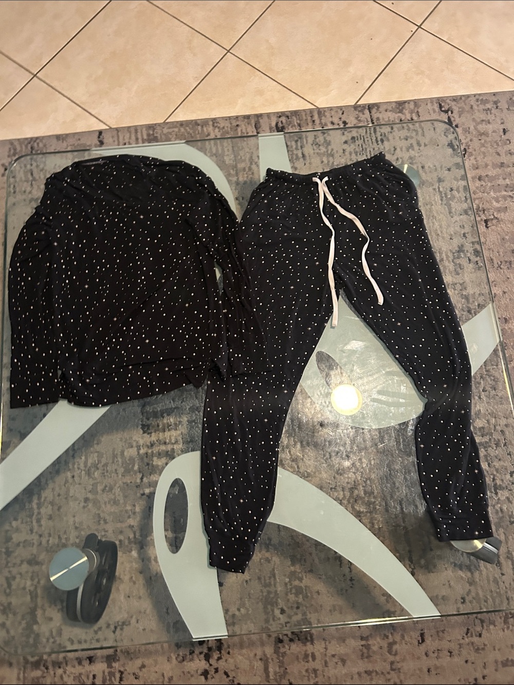 Black Polka Dot Jogger Pants - Drawstring Waist